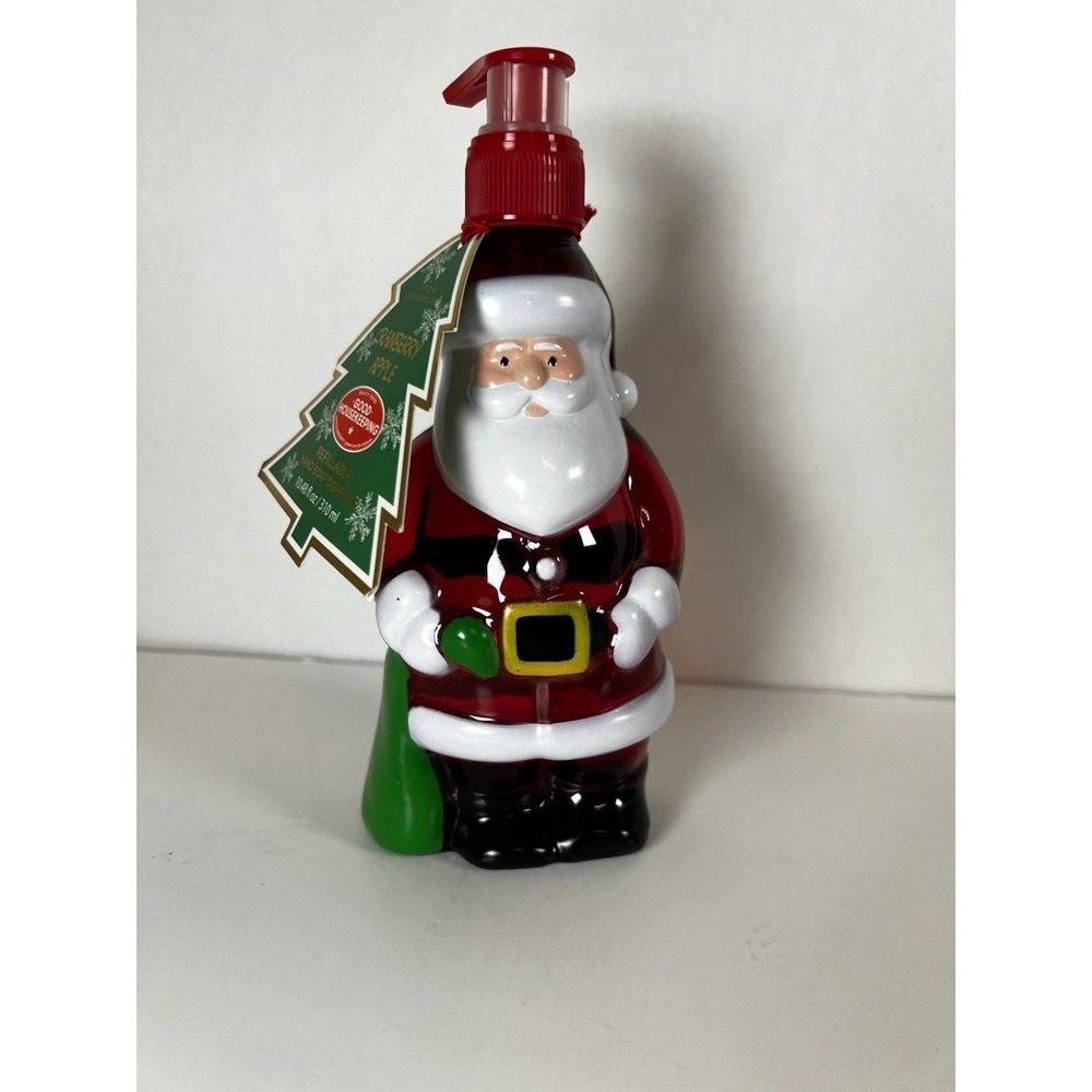 Santa Soap Dispenser w/ Cranberry Apple Soap | 10.48 oz | NEW w/ Tag Refillable